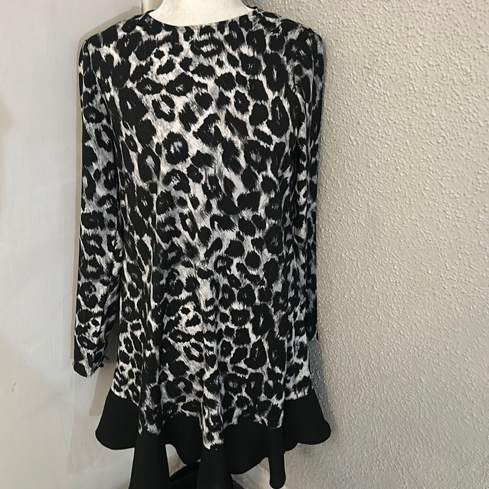 Rachel Zoe Black/White Animal Print Dress Tunic 2 Long Sleeve Mobwife Dopamine